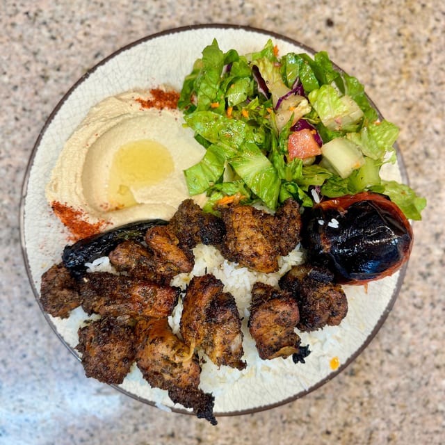 Pork Kabob Plate.