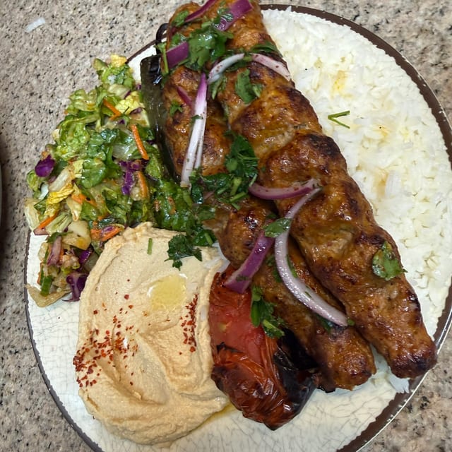 Beef Lula Kabob Plate.